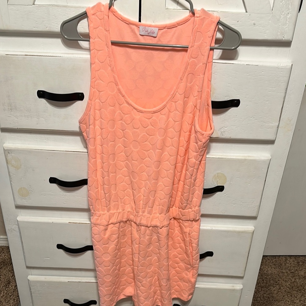 Pink Lily Coral Textured Romper